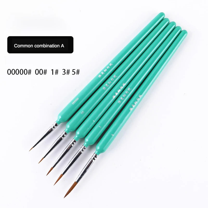 4/5/10pcs Miniature Hook Line Pen Art Painting Brushes Weasel Hair Paint Brush Gouache Watercolor Oil Paint Artists Hand Pain