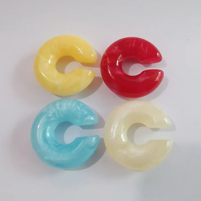 Fashion 4pcs C Shaped Acrylic Ear Clip for Women Simple Gold Silver Color No Pierced Round Earrings Punk Female Jewelry