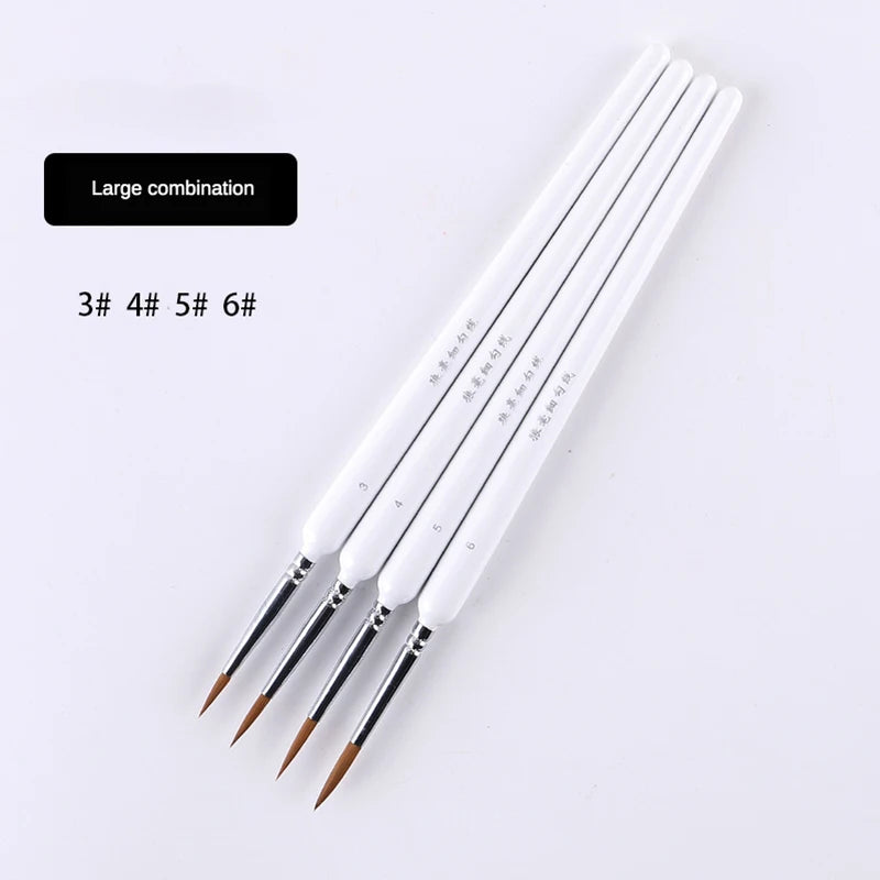 4/5/10pcs Miniature Hook Line Pen Art Painting Brushes Weasel Hair Paint Brush Gouache Watercolor Oil Paint Artists Hand Pain