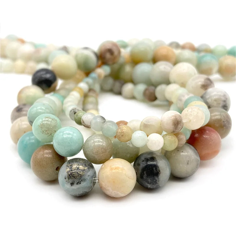4 6 8 10mm Natural Stone Beads Amethyst Amazonite Agates Jades Loose Round Beads for Jewelry Making Bracelet Necklace DIY