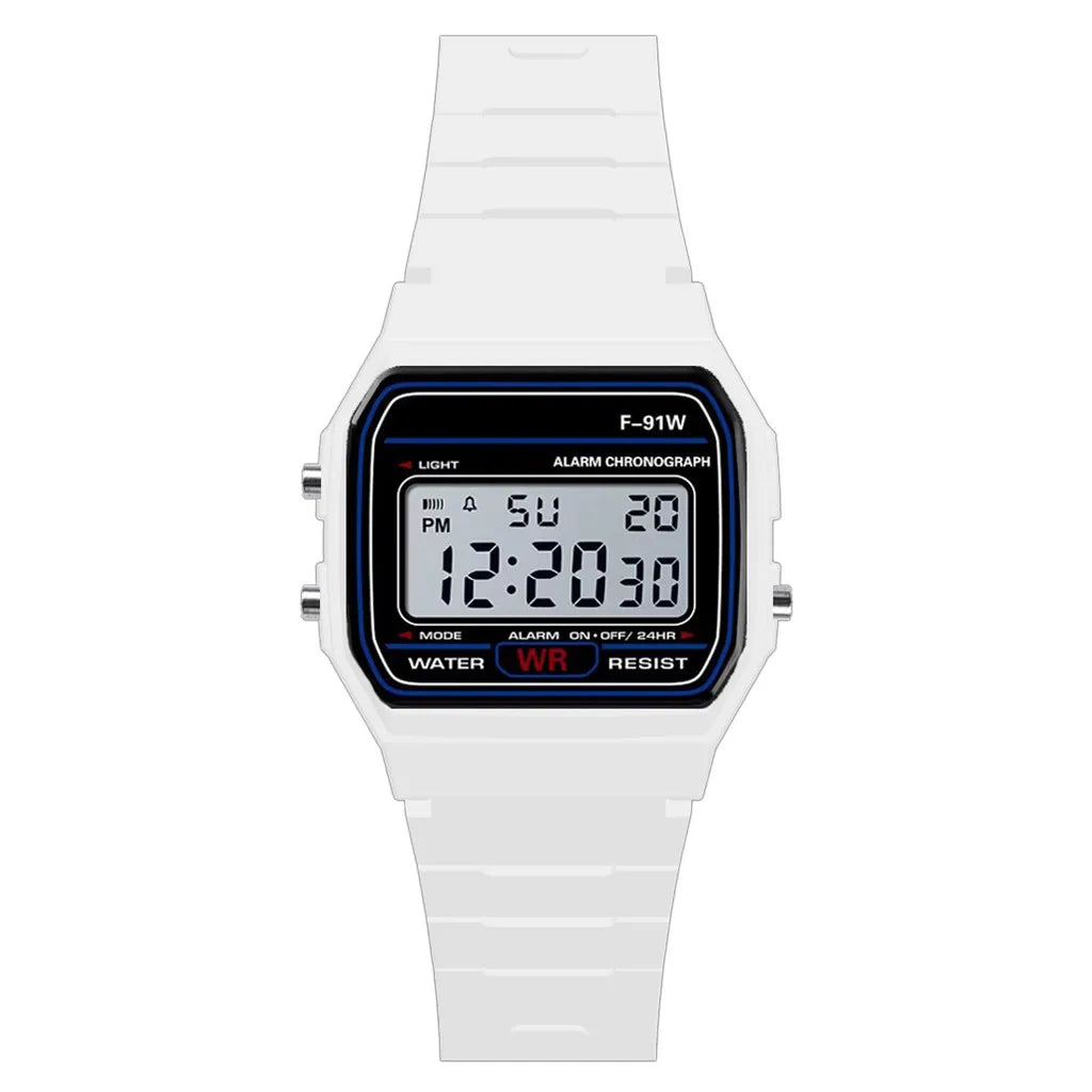 Luxury Men Analog Digital Military Armys Sport LED Waterproof Wrist Children Watch for Kids Bracelet Alarm Women Clock - Whit