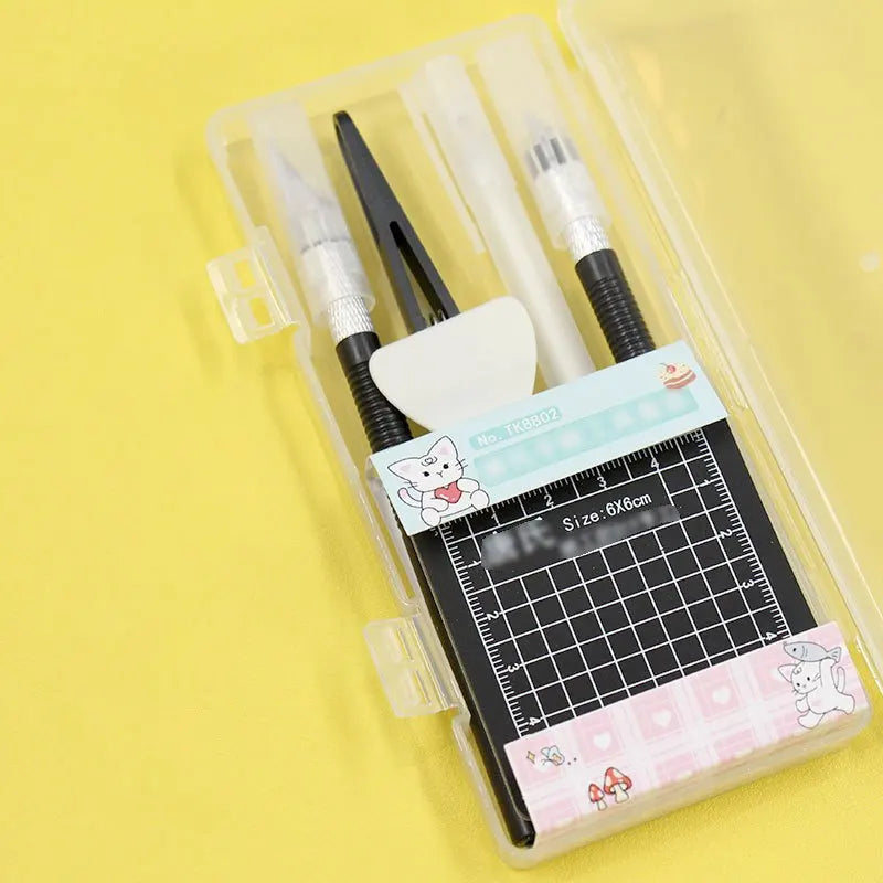 DIY Art Craft Tool Set with Cutting Mat & Sculpting Tools, Multi-Functional Creative Kit with Clear Storage Box for Handmade 