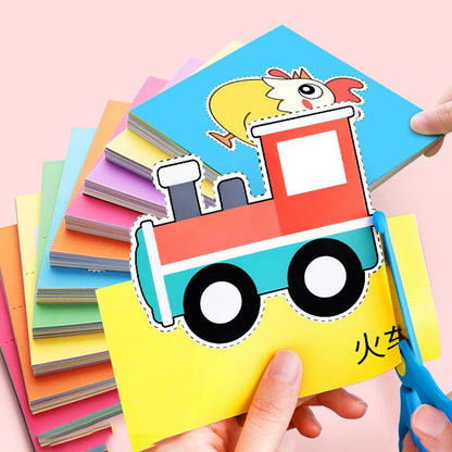 96Pcs Fun Paper Cutting Set, Paper Cutting, Paper Art, Scissors Skill Activity Paper Cutting Book, Children's Scissors Craft 