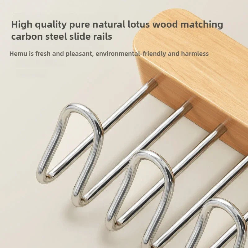 8/12 Hooks Retractable Wood Clothes Hanger Multi-functional Bra Storage Hanger Wall-mounted Wardrobe Hanger Clothes Organizer