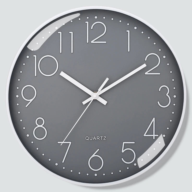8 Inch Mute Quartz Wall Clock Cubic Digital Clock Living Room Bedroom Wall Clock Simple Digital Clock Home Decorations - Grey