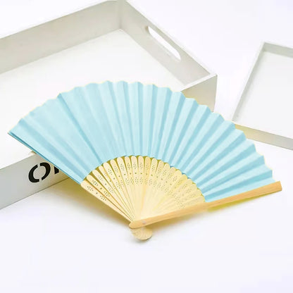 Hand Held Fan Paper Folding Fan Party Decorative New Fashionable Simple Decorative Blank Folding Fans Candy Colored Can DIY -