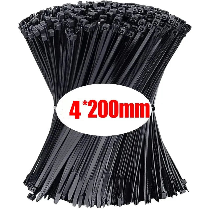 1000/100Pcs Nylon Cable Ties Self-locking Cord Ties Straps Adjustable Cables Fastening Loop Home Office Wire Zip Ties