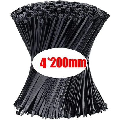 1000/100Pcs Nylon Cable Ties Self-locking Cord Ties Straps Adjustable Cables Fastening Loop Home Office Wire Zip Ties