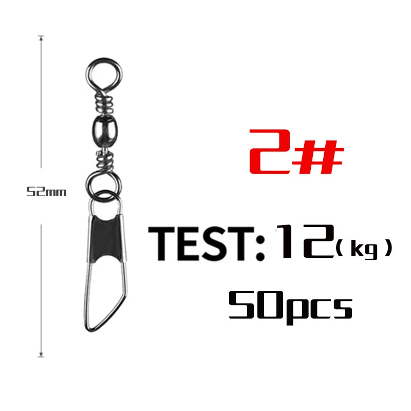 50Pcs Stainless Steel Snap Swivel Saltwater High Strength Snaps Fishing Barrel Line Connector Barrel Safety Snap Fishing Tack