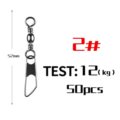 50Pcs Stainless Steel Snap Swivel Saltwater High Strength Snaps Fishing Barrel Line Connector Barrel Safety Snap Fishing Tack