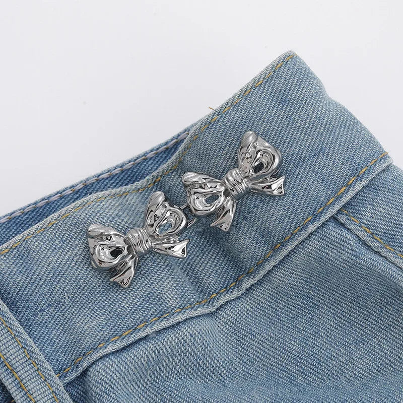 Bowknot Button Adjuster for Pants Skirts Waist Tightener Adjustable Waist Buckle for Jeans No Sewing Required Clothing Suppli
