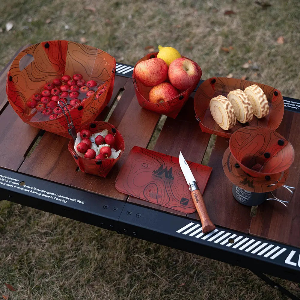 Outdoor Lightweight Folding Tableware Portable Bowl Plates Coffee Filter Funnel Cup Heatproof Food-Grade Tableware Easy to Cl