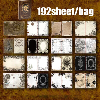 Mr.Paper 192pcs Vintage Style Notebook Set, Gold Foil Writing Pad for Journaling Note Taking, Retro Stationery Paper Sheets -