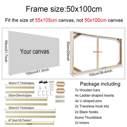 Various Sizes Canvas Frame Wooden Frames Natural Wooden Photo Oil Painting Canvas Diamond Painting Frames Canvas Wood Wall Fr