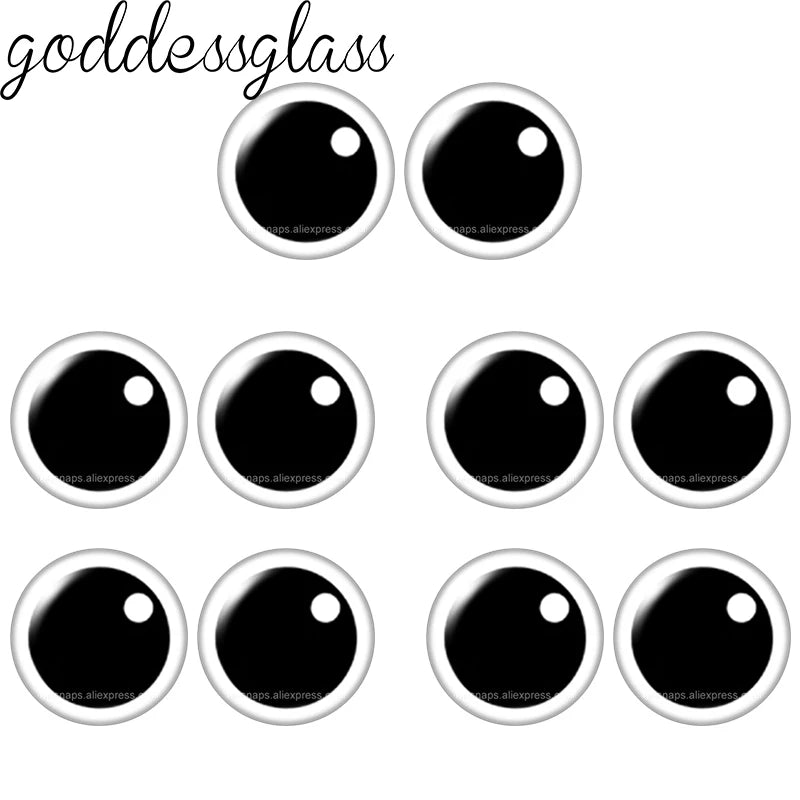 Glass Cartoon Doll Round Eyes Heart Pupil Lovely 10pcs 12mm/18mm/20mm/25mm Round Cabochon Flat Back Making Findings Jewelry -