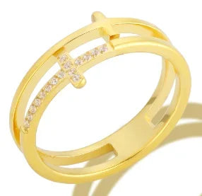 Stainless Steel Ring for Women Inlaid Zircon Rings Waterproof Romantic Fashion Jewelry - A25 / 7