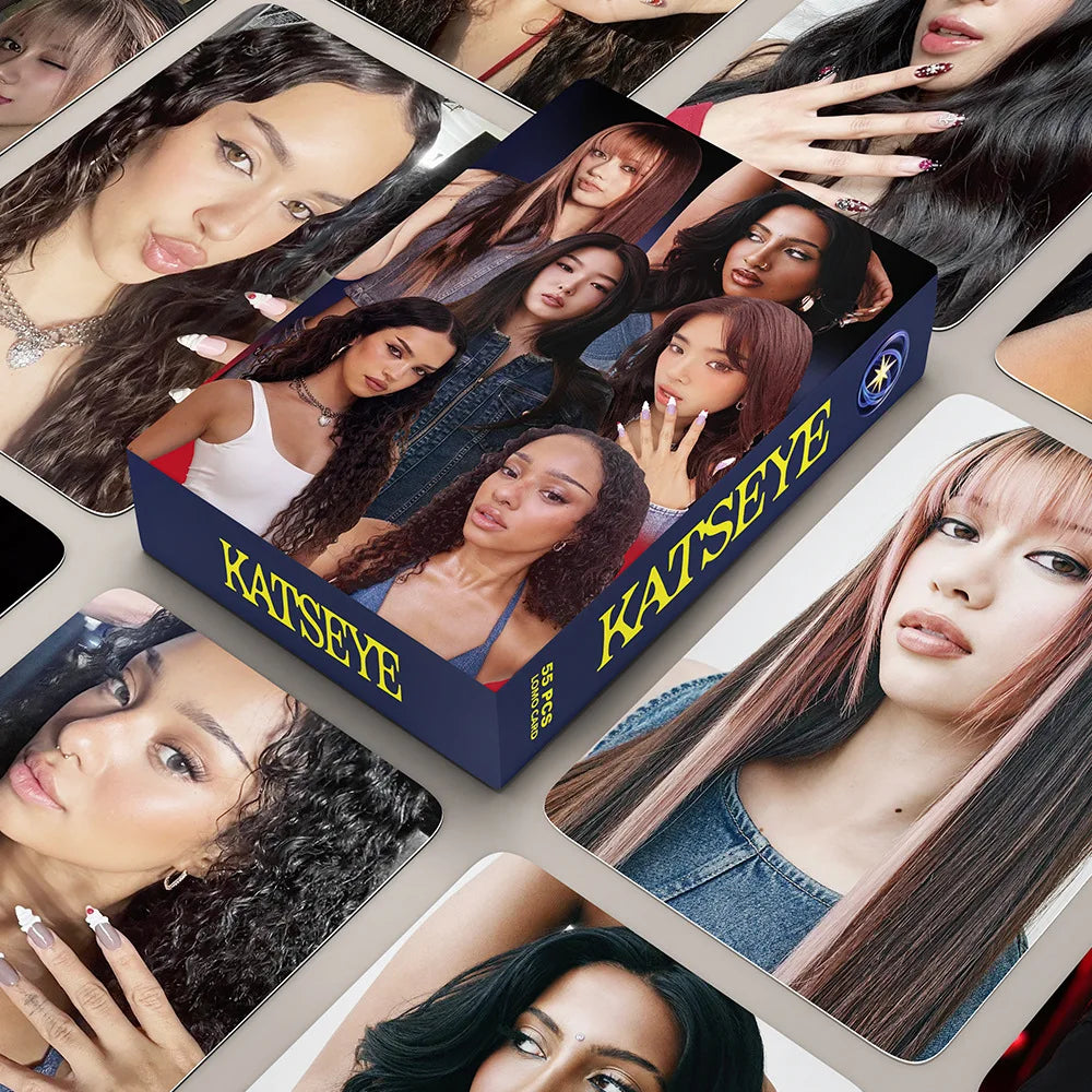55Pcs/Set Kpop Idol KATSEYE New Album BEAUTIFULCHAOS Lomo Cards LARA DANIELA HD Printd Photocards Stickers MANON MEGAN Fans G