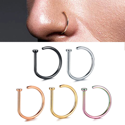 Fake Nose Ring Hoop Lip Labret Ring for Women Non Pierce Hoop Nose Ring Septum Hoop Ring Tragus Rook Ring Non Piercing Jewelr