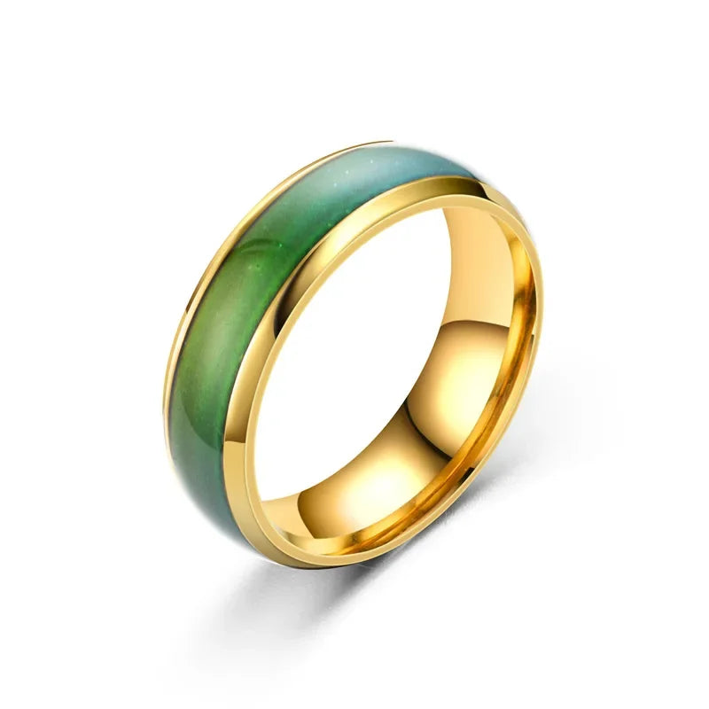 6MM Changing Color Stainless Steel Rings For Women Mood Emotion Feeling Temperature Ring Men Couples Fashion Jewelry Gift - 2