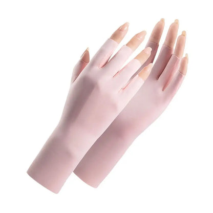 Sunscreen Gloves For Nail Art Gel UV LED Lamp Tool Nail Art Glove UV Protection Gloves Protecter Gloves - pink