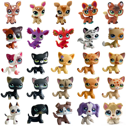 Rare Pet Shop LPS Toy Stands Short Hair Cat Original Kitten Husky Puppy Dog Fox Cute Animal Old Bobble Head Toy