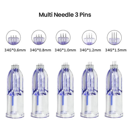 Sterile Nanosoft 34G Nano Needle 3 Pin 0.6mm 0.8mm 1.0mm 1.2mm 1.5mm Skin Rejuvenation Nano Soft Agujas Single Packaged