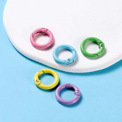 5Pcs/Lot 21 Colors Metal O Ring Spring Clasp Openable Round Carabiner Keychain Clips Hook Dog Chain DIY Jewelry Buckle Connec