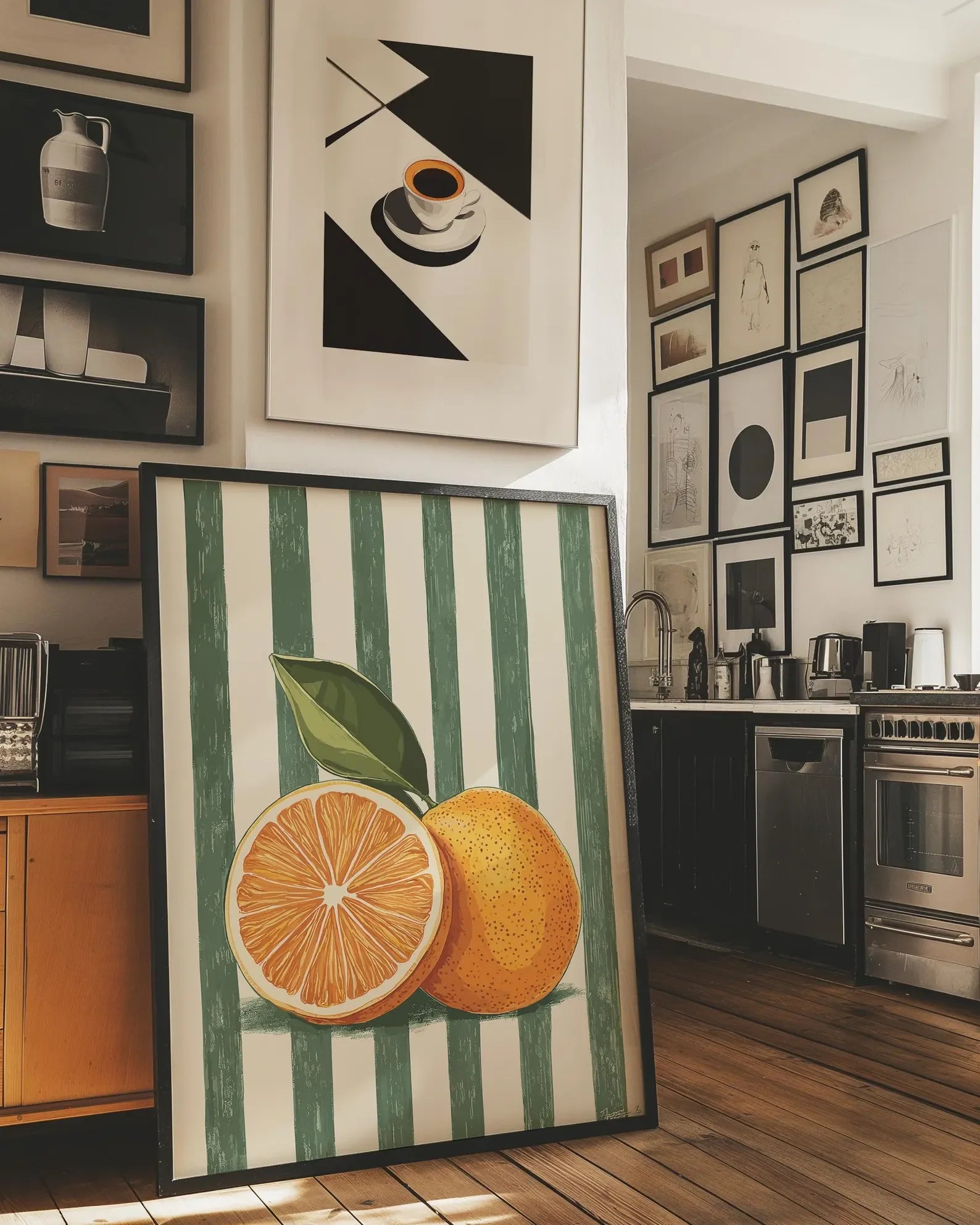 Orange Wall Decor, Orange Fruit Poster, Farmhouse Kitchen Art Painting, Kitchen Prints, Trendy Food Art, Retro Kitchen Art, F