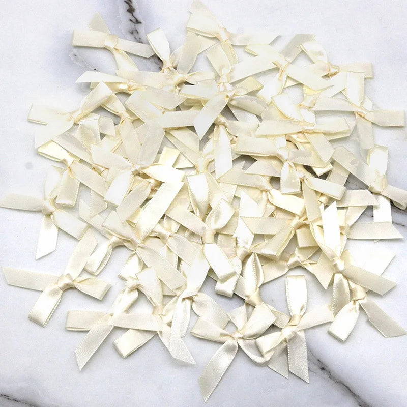 4x4cm Colourful Bows Small Size Polyester Satin Ribbon Bow Flower DIY Craft Decoration - Beige / 200pcs