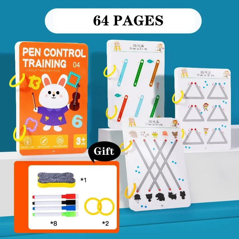 Magical Tracing Workbook Control Training Book Reusable Magic Practice Copybook Children Montessori Drawing Education Station