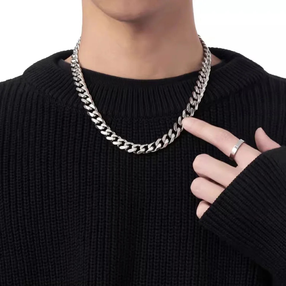 3/5/7mm Stainless Steel Cuban Link Chain Classic Punk Personality Jewelry Simple Fashion Hip-hop Couple Necklace for Men Wome
