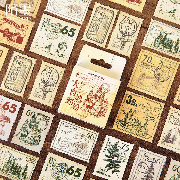 45 Pcs Vintage Plants Stamp Mini Paper Stickers for DIY Diary Scrapbooking Kawaii Stationery Seal Sticker Decoration