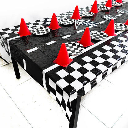 Racing Birthday Decorations Road Tablecloth Racetrack Tablecloth Runner Table flag for Kids Car Theme Birthday Party Supplies