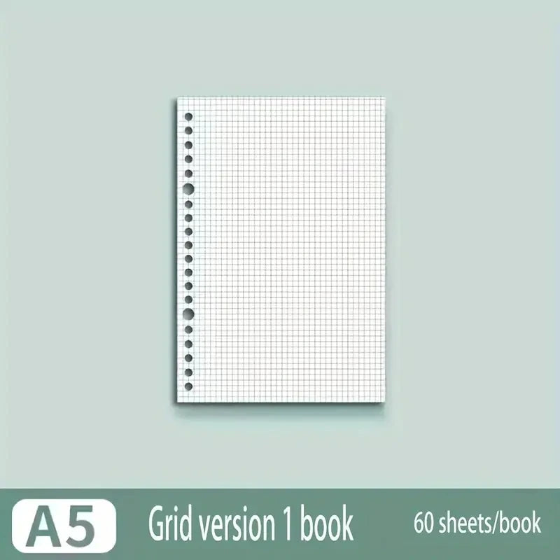 60 Sheets Notebook Refill Notepad Loose Leaf Binder Paper A4/ B5/A5 Blank/Grid/Lined Notebooks Writing Pads Office School - A