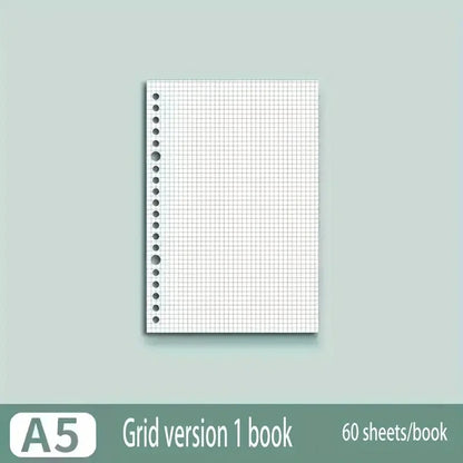 60 Sheets Notebook Refill Notepad Loose Leaf Binder Paper A4/ B5/A5 Blank/Grid/Lined Notebooks Writing Pads Office School - A
