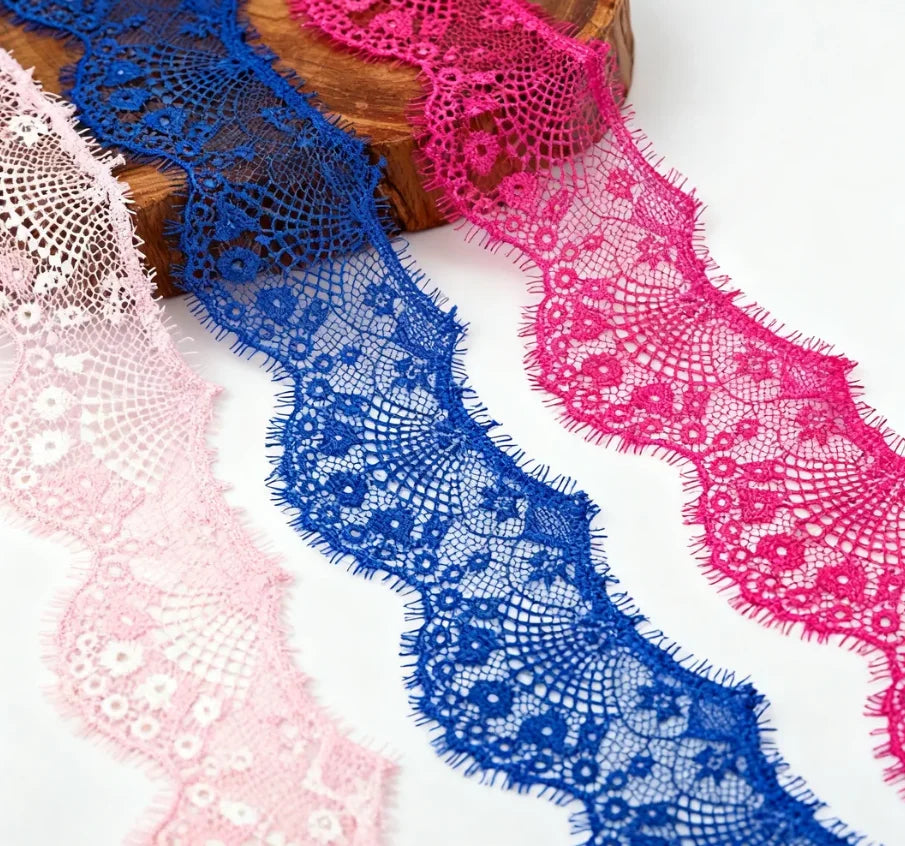 14 colors (3 yards / roll) Embroidered Lace Net Ribbon Fabric Trim DIY Sewing Handmade Craft Materials - LPK RBL FS 9