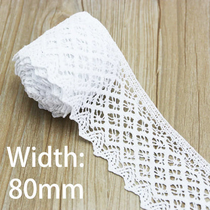 Lace Ribbon Trim, White Beige Cotton Embroidered Ribbon, 5 Meter Sewing Fabric, DIY Craft Materials, Elegant Lace for Gift Wr