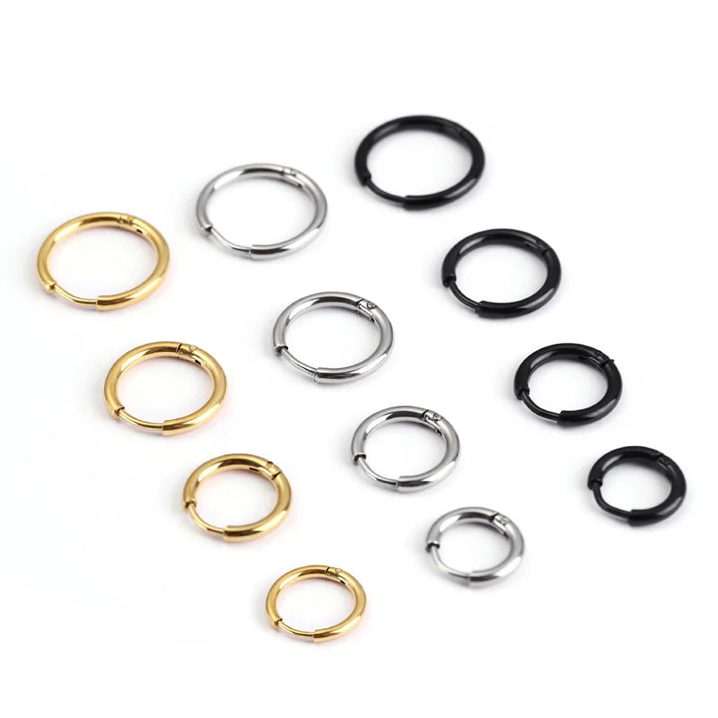 1 Pair Women/Man Stainless Steel Small Hoops Earring Piercing Ear Cartilage Tragus Simple Thin Circle Anti-allergic Ear Buckl