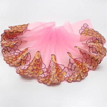 18CM H629 Organza Peacock Colorful Lace Wedding Embroidered Diy Handmade Patchwork lace TRIM Ribbon For Sewing Supplies Craft