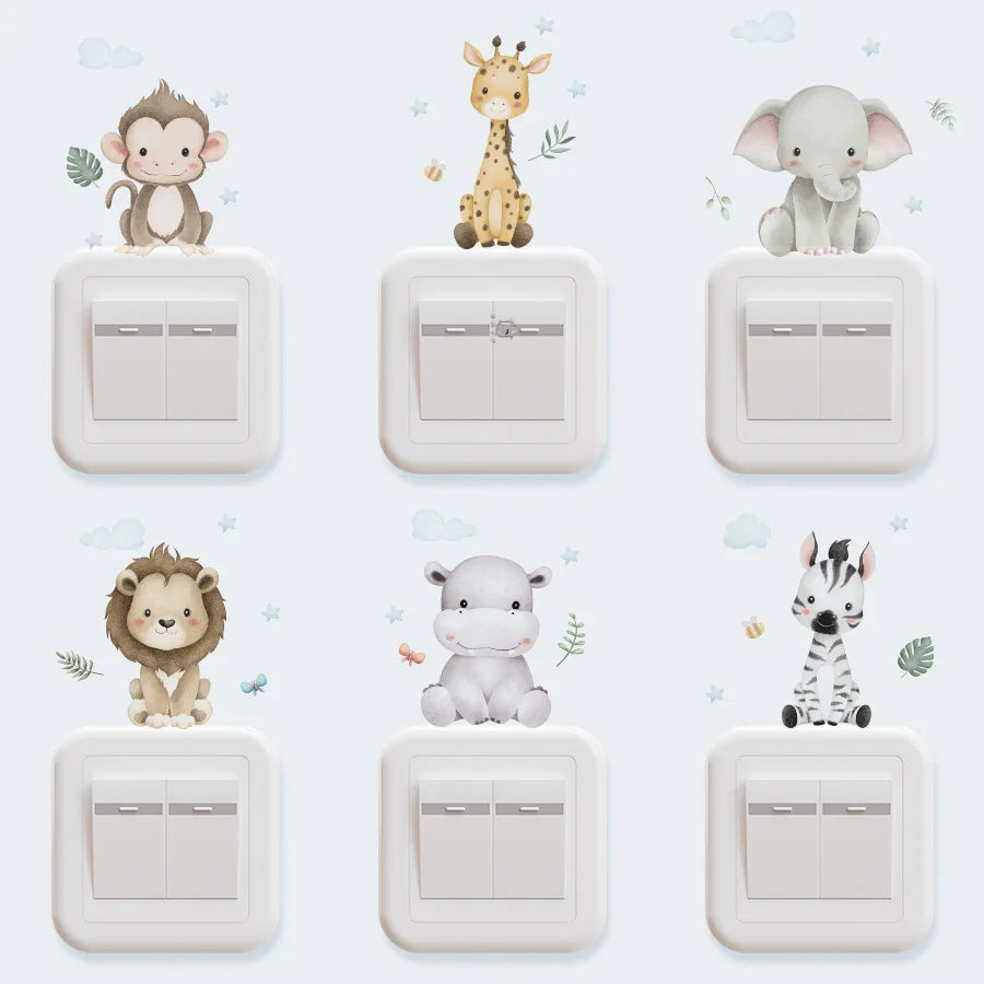 Cute Forest Animals Wall Stickers for Kids Rooms Children Boys Girls Baby Room Decoration Nursery Wallpaper Vinyl Elephant Li