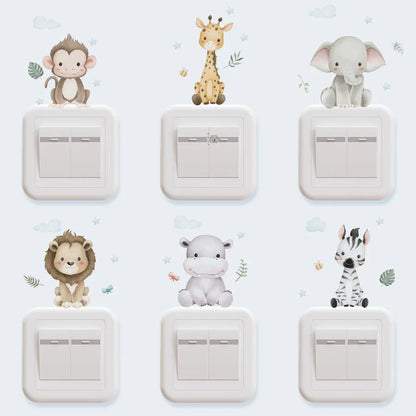 Cute Forest Animals Wall Stickers for Kids Rooms Children Boys Girls Baby Room Decoration Nursery Wallpaper Vinyl Elephant Li