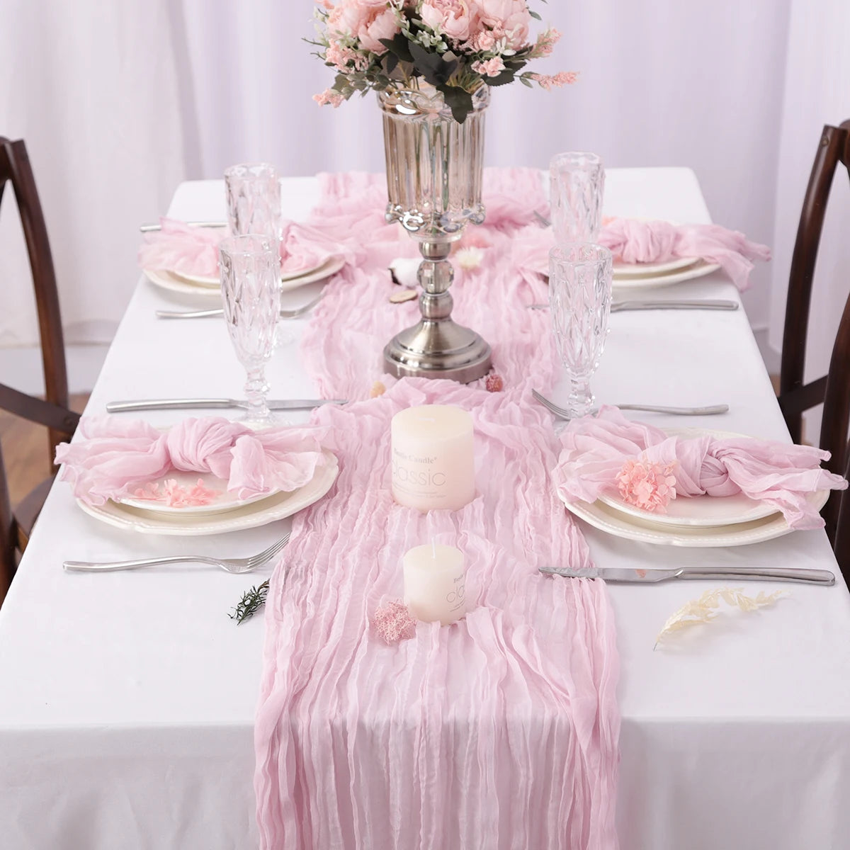 Semi-Sheer Gauze Table Runner Sage Cheesecloth Table Setting Dining Vintage Wedding Party Christmas Banquets Arches Cake Deco