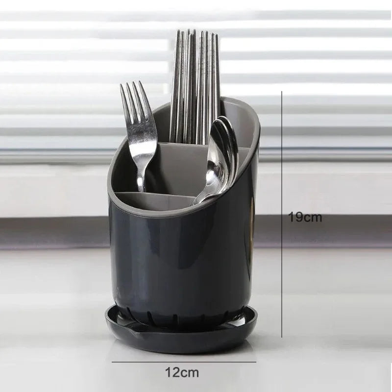1 Pc Plastic Tableware Storage Rack Storage Chopsticks Knife Spoon Fork Drain Hole with Tray Household Drainage Rack