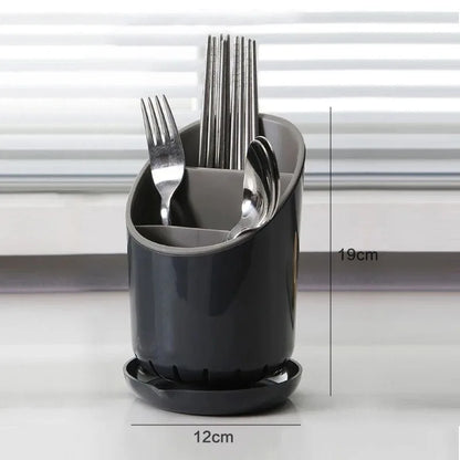 1 Pc Plastic Tableware Storage Rack Storage Chopsticks Knife Spoon Fork Drain Hole with Tray Household Drainage Rack