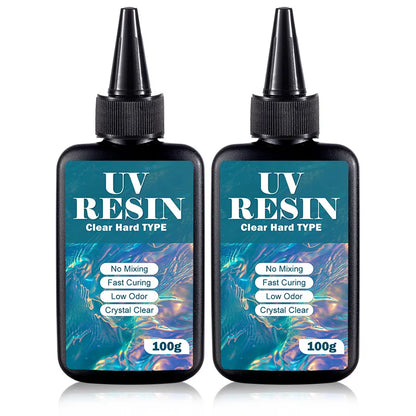 UV Resin Kit with Light Upgraded Hard Type Crystal Clear Ultraviolet Curing UV Resin for Craft DIY Jewelry Making Molds Casti