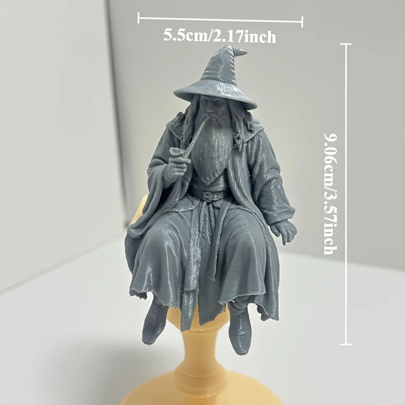 Medieval Fantasy Old Man Miniature Figurine Seated 3D Printed Vintage Wizard Home Desk Ornaments Home & Office Decorations Gi