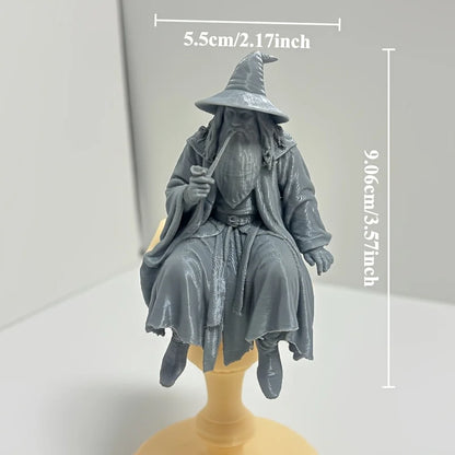 Medieval Fantasy Old Man Miniature Figurine Seated 3D Printed Vintage Wizard Home Desk Ornaments Home & Office Decorations Gi