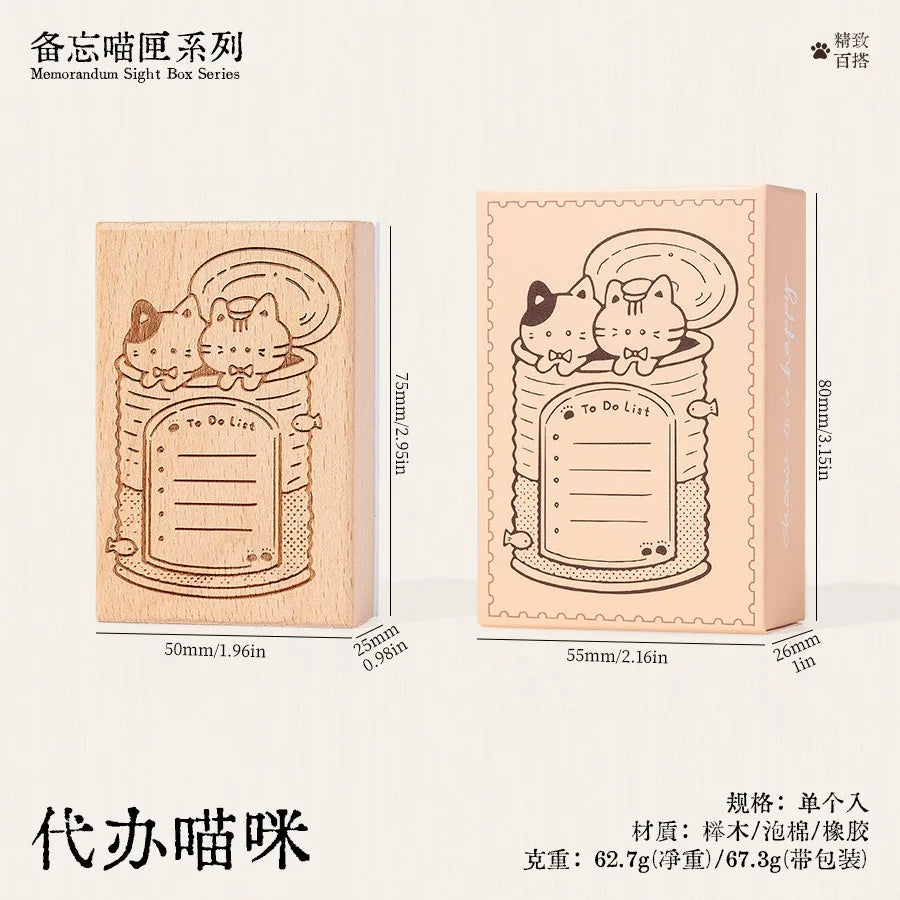 Cute Cat Daily Monthly Calendar Wood Stamp Journaling To Do List Memo Clock in Stamps for Scrapbooking Hobby DIY Craft Suppli