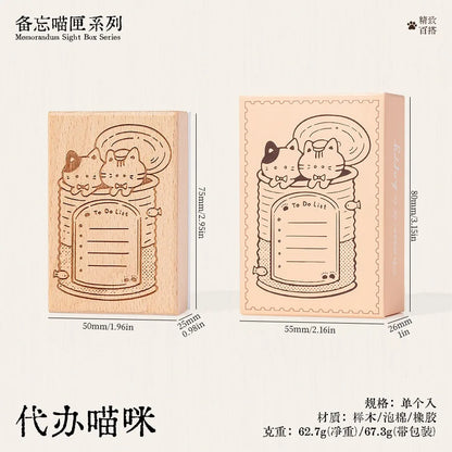 Cute Cat Daily Monthly Calendar Wood Stamp Journaling To Do List Memo Clock in Stamps for Scrapbooking Hobby DIY Craft Suppli