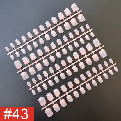 4 Sets/lot Mixed Colors False Nail Tips Short Full Cover Square Fake Nails Comfortable Multicolor Press On Nails Nail DIY - N